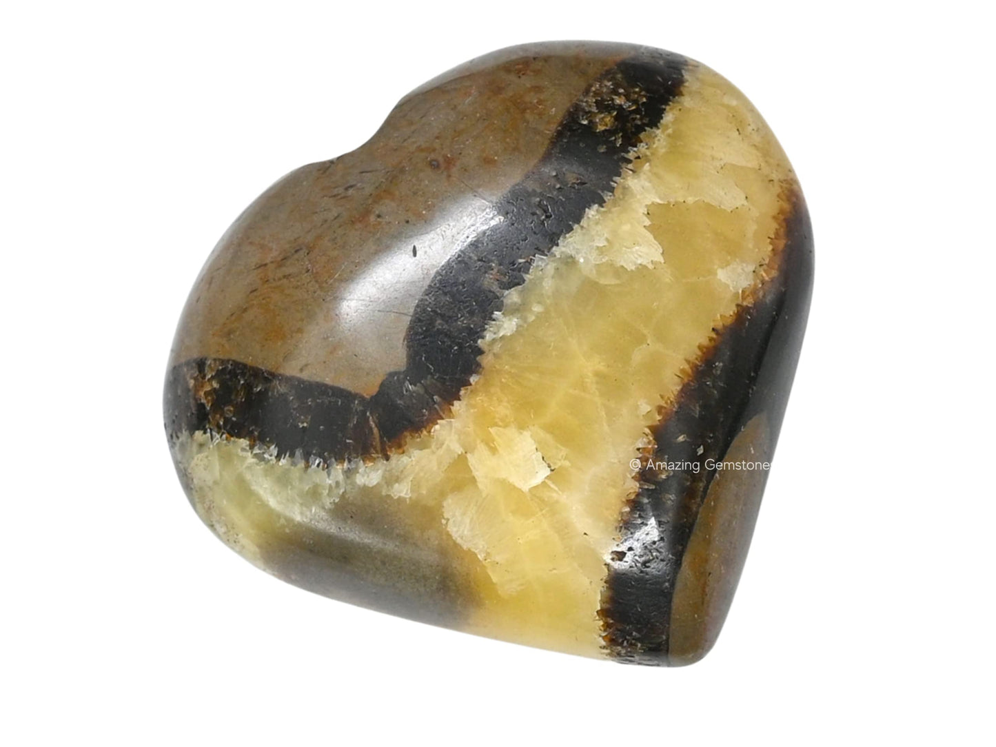 Amazing Gemstone Septarian Crystal Heart Palm Stone - Pocket Massage Worry Stone for Natural Body Chakra Balancing, Reiki Healing and Crystal Grid