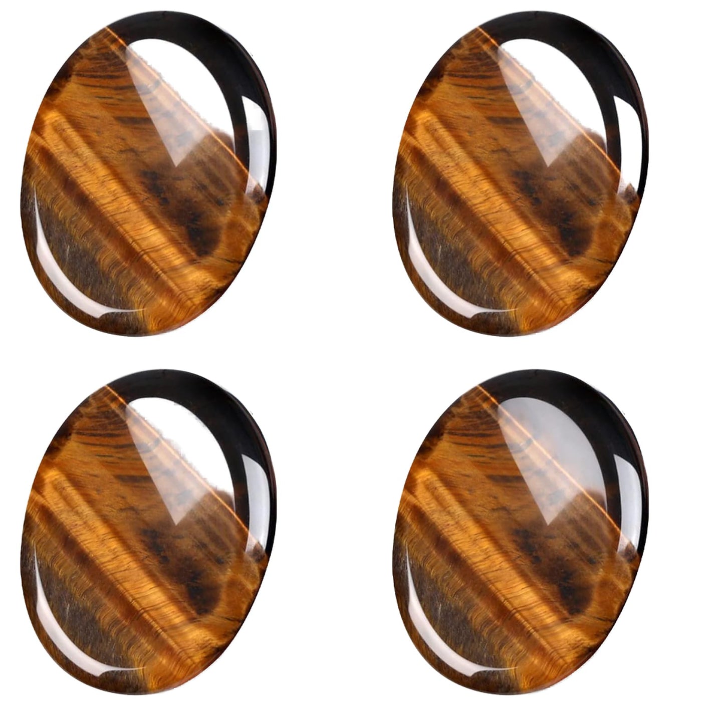 Roowest 4 Pcs Thumb Worry Stone for Anxiety Natural Crystal Healing Stone Chakras Amethyst Tiger Eye Quartz Pocket Hug Gift for Office Stress Meditation(Tiger Eye,Oval)