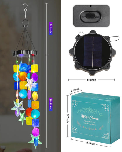Solar Wind Chimes Decorative Lights for Outside,Shells Lights Gifts for Mom Grandma Women Wife Girls, Solar Hanging Lights for Holiday Garden Yard Window