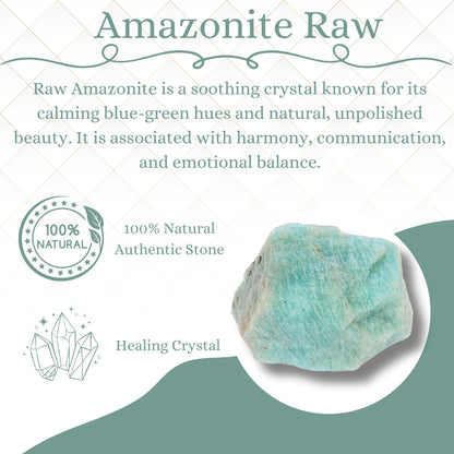 ANAYA AGATE Amazonite 2 Pcs Raw Crystals Rough Gemstones w/Authenticity Card, Velvet Pouch - Large 1.25–2.0" Raw Stones for Tumbling, Cabbing, Polishing, Cutting Natural Healing Crystals for Home Decor, DIY Stones