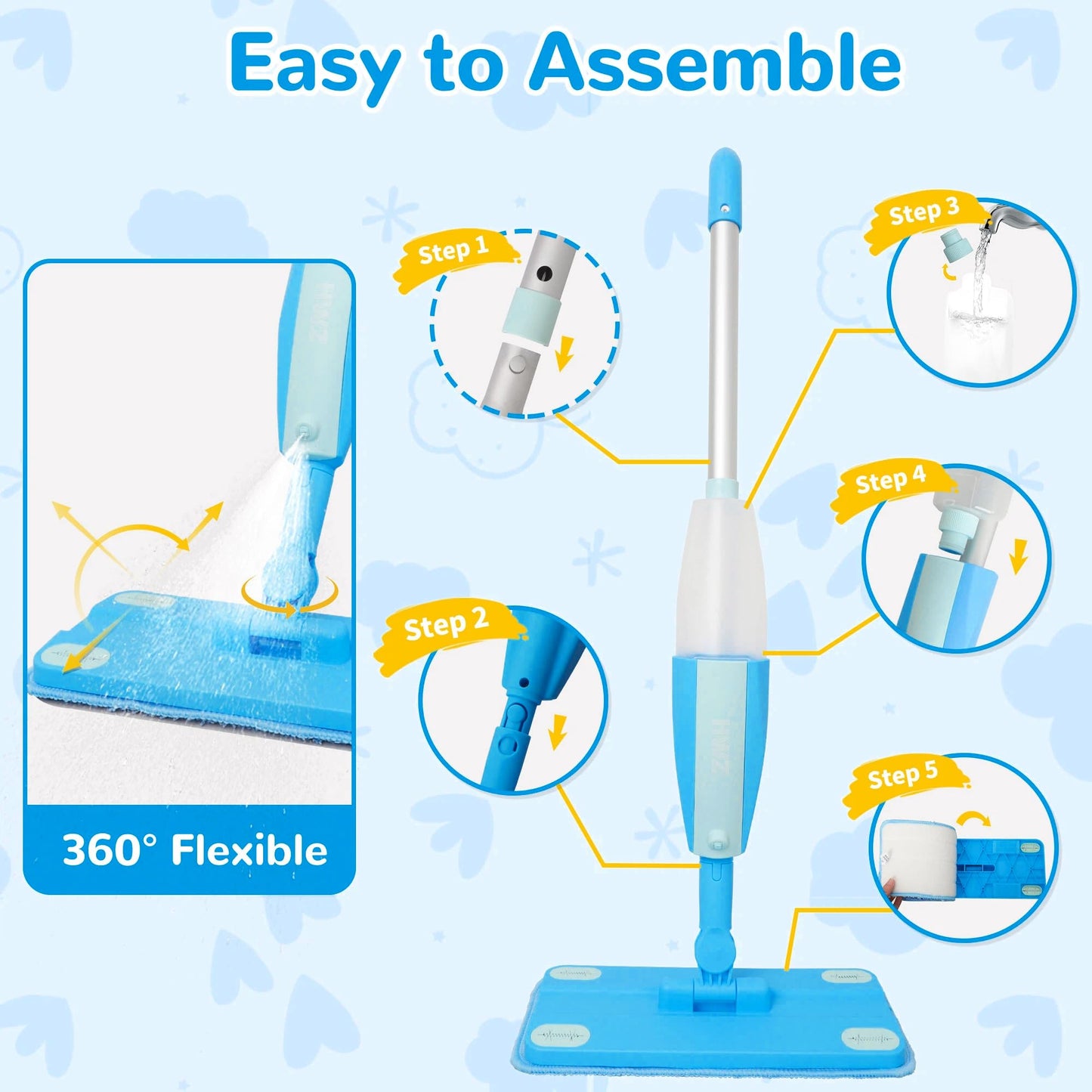 HWZ Kids Cleaning Set, Make Chores Fun! Real Working Toddler Cleaning Toy with Mini Spray Mop & Broom Dustpan Set, Pretend Play Montessori Housekeeping Toys, Ideal Gift for Girls Boys Age 3+