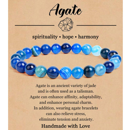 BOMAIL Natural Stone Bracelet for Women Men - 8MM Semi-Precious Gemstone Beaded Bracelet Healing Crystal Stretch Bracelet Yoga Bracelets Jewelry