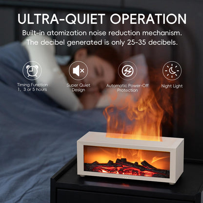 YALEDI Essential Oil Diffuser, 7 Colors Fireplace Flame Fire Oil Diffuser, 150ml Ultrasonic Aromatherapy Humidifier, Scent Diffuser with Remote Control & Timer for Home,Bedroom,Office,Yoga (White)