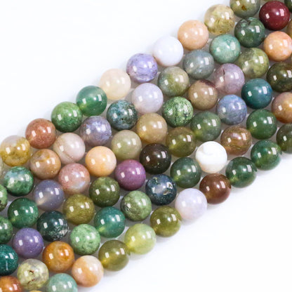 6mm Natural Gemstone Round Indian Agate Loose Beads for Jewelry Making Bracelets Necklace Earrings Art Craft (60-62pcs/strand)