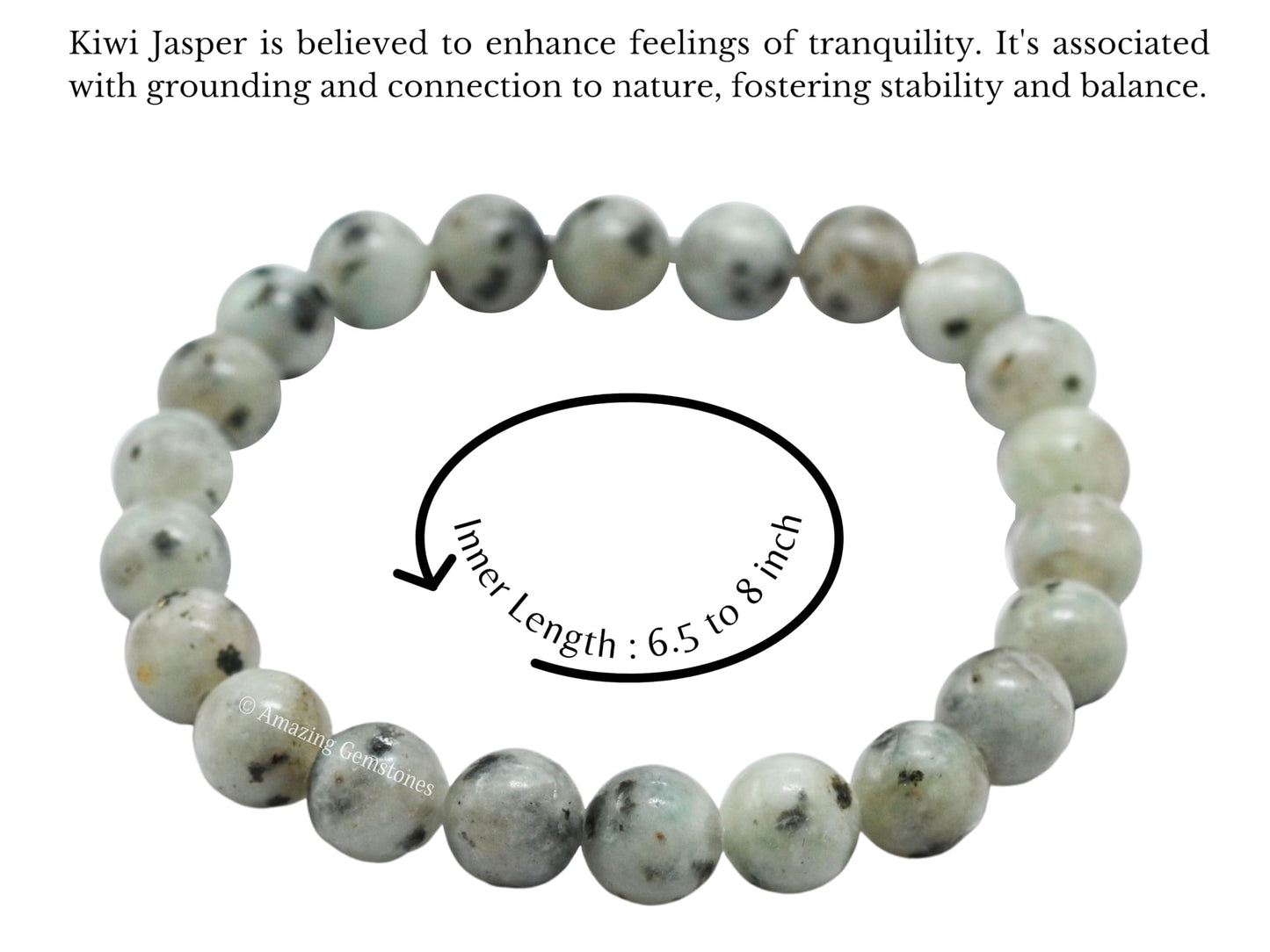 Amazing Gemstone Crystal Bracelet for Women Men's Gifts - Protection Healing Crystal Bracelet - 8mm Gemstone Beaded Stretchable Bracelet Pulseras Para Hombres Mujer Stocking Stuffers Mothers Day Gift (Kiwi Jasper)