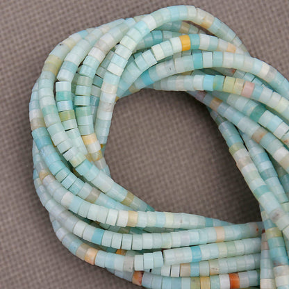 BONNY BOXX 150PCs Natural Amazonite Spacer Beads, Loose Semi Precious Flat Round Gemstone Heishi Disc Stone Beads for Beading Jewelry Making 4mm*2mm