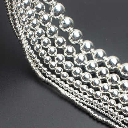Yochus 45pcs Sliver Hematite Beads，8mm Healing Power Natural Stone Round Loose Gemstone Beads for Jewelry Making Earring Necklace DIY Crafts