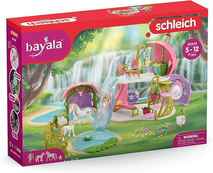 Schleich Bayala - 71 PC Glittering Flower House Playset with Fairy Figure, 2 Cute Unicorn Toys and Fairy Dollhouse Accessories for Girls and Boys - Fantasy Figurine Animal Set for Kids Ages 5+ | 42445