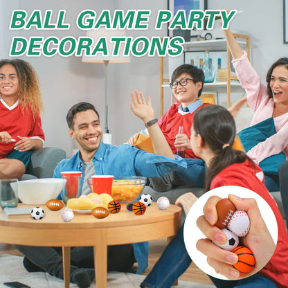 120 Pieces Sports Stress Balls Mini Foam Soccer Ball, Basketball, Football, Baseball Stress Toys for Anxiety Relief Sports Themed Birthday Party Supplies Game Stocking Stuffers