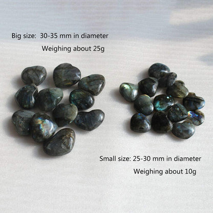 Wixine 1Pcs 40-45mm Crystal Heart Moonstone Polished Labradorite Stone Healing Energy Reiki