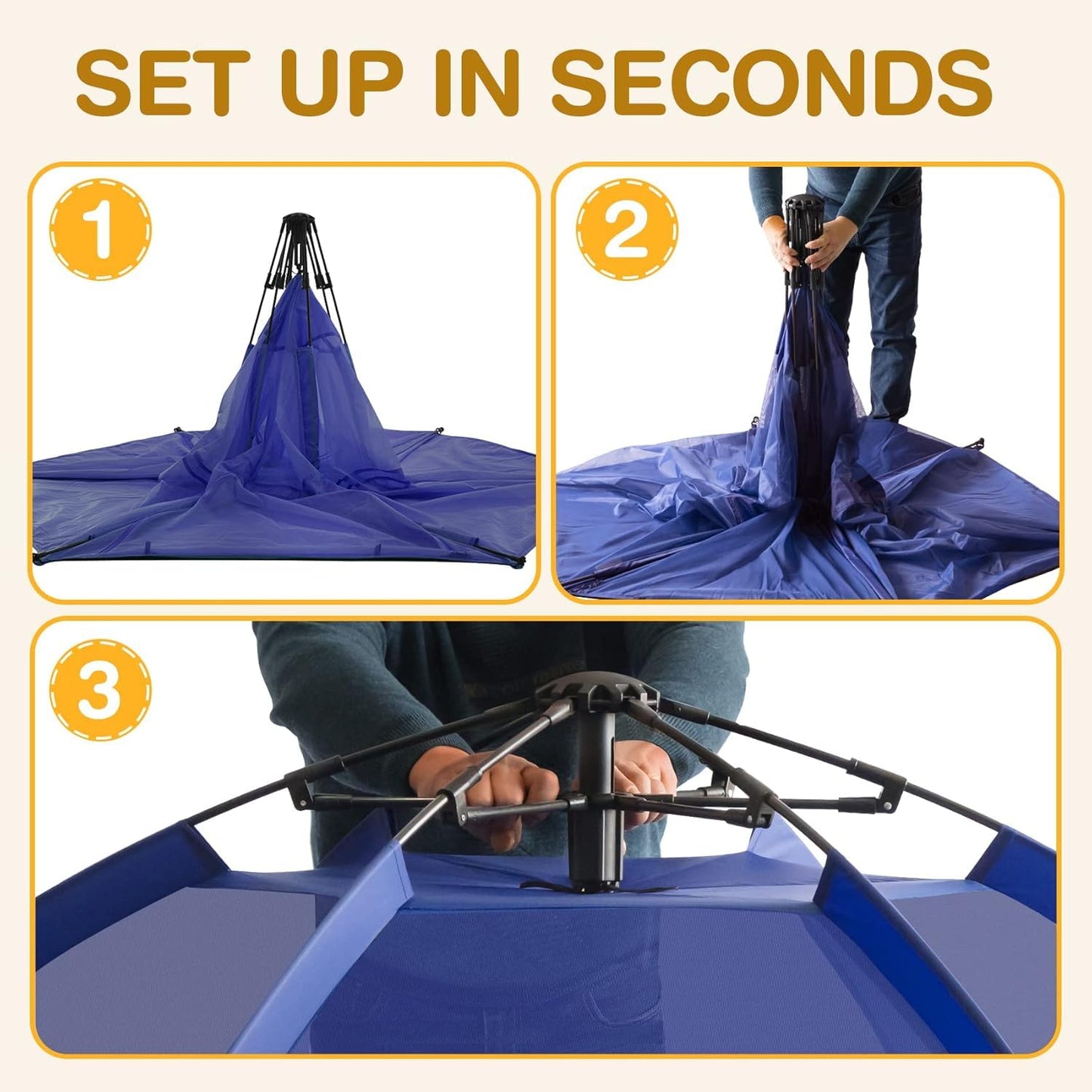Alvantor® Baby Playpen Pop Up Play Yard 84"x84"x44”Large Kids Play Tent Indoor Outdoor Playhouse Mesh Play Pen, Mosquito Net Playpen Camping Beach Playground for Babies Toddlers Infant, Navy