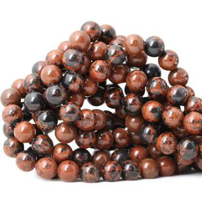 CHEAVIAN 35PCS 10mm Natural Mahogany Obsidian Stone Round Loose Beads for Jewelry Making 1 Strand 15"