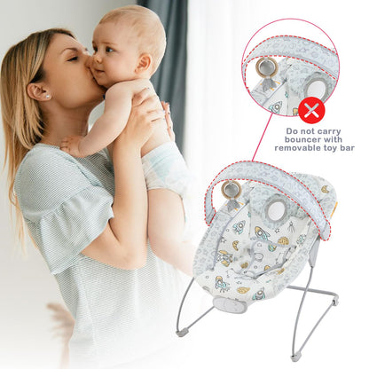 Otrolepota Baby Bouncer, Infants Bouncy Seat with Music and Vibrations,Portable Baby Rocker for Newborns Indoor Outdoor Use 0-6 Months Up to 20 lbs