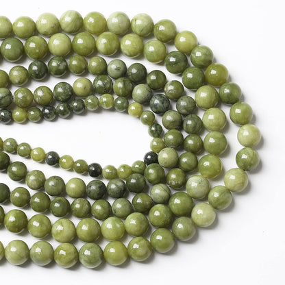 Natural Chinese Green Jade Beads Gemstone Round Loose Beads for Jewelry Making DIY Bracelet Necklace 10mm 36pcs 15" Inch
