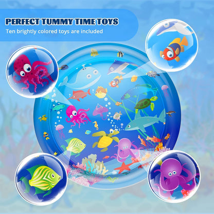 Faburo 40" X 40" Large Tummy Time Water Mat for Babies, XL Baby Water Play Mat, Infant Water Sensory Baby Tummy Time Play Mat for 3 6 9 12 Months Toddlers (40in XL)