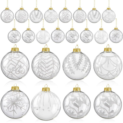 Liliful 24 Pcs Clear Glass Christmas Ball Ornaments 2.36 Inch Glass Christmas Tree Decorations Xmas Tree Hanging Balls Ornaments Decoration for Trees Xmas Holiday Party Decor Gift