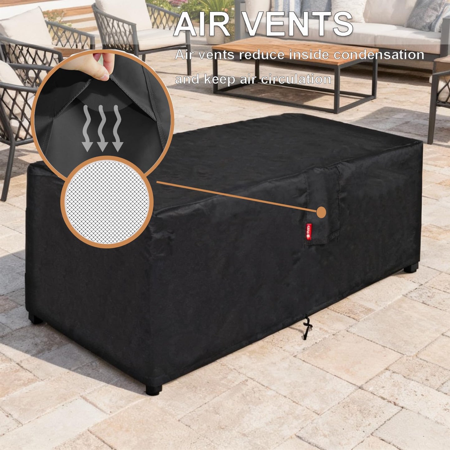 SheeChung Fire Pit Cover Rectangular-Fits 50-54 inch Table-Waterproof Heavy Duty 600D Outdoor Cover for Gas Fire Pit,Patio Deck Box Protector Patio Furniture Cover 54"Lx34"Wx24"H