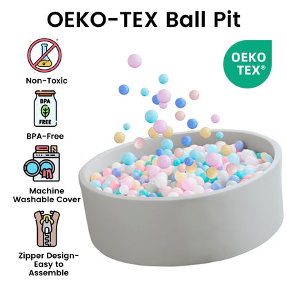 Zedachica Ball Pit for Toddlers 35.43''x11.81 Baby Ball Pits Soft Memory Foam Ball Pit Round Kids Ball Pit Indoor Game Kids Play Ball Pool Ideal Gift for Girls and Boys (Grey, NO Balls)