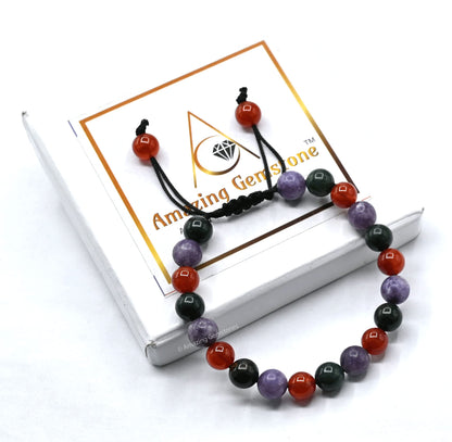 Amazing Gemstone Bracelet for Menopause - Bloodstone Lepidolite Carnelian Bracelet Set for Men Women Healing Calming Anxiety Stress Relief Gifts Pulseras Para Hombres Mujer Stocking Stuffers