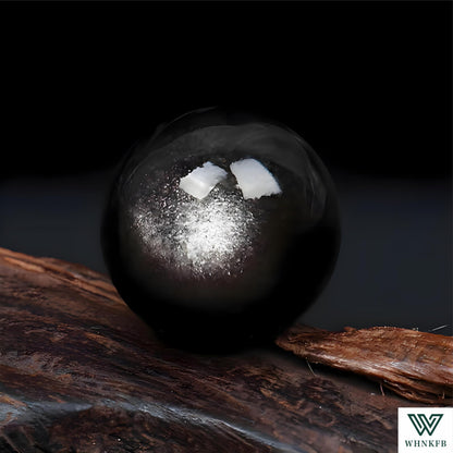 WHNKFB 8mm 50PCS Natural Silver Sheen Obsidian Round Beads, Metallic Luster Loose Gemstone Beads for Jewelry Making Craft - 4mm 6mm 8mm 10mm Options with Free Elastic Cord