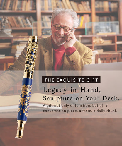 ARTEX Luxury Fountain Pen - Museum Art Collections - Crafting Timeless Beauty - the Best Gift & Office Desk Decor, German SCHMIDT Fine Nib, Solid Metal