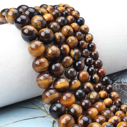 Siomia 45pcs 8mm Natural Yellow Tiger Eye Gemstone Beads Energy Healing Crystal Round Loose Stone Beads for Jewelry Making, DIY Bracelets Necklaces