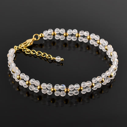 InfinityGemsArt Moonstone Bracelets for Women – June Birthstone White Gemstone, Handmade 14K Gold Plated Adjustable Chain, Dainty Chakra Jewelry, Gift for Her - Mom Jewelry