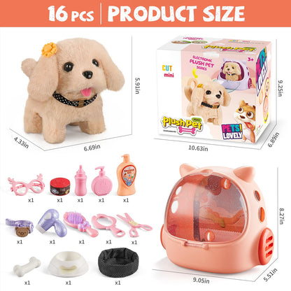 Vanvimen 16 Pcs Robot Dog Toys for Girls, Toys for 3 4 5 6 7 8 Year Old Girls Kids Boys, Realistic Robot Puppy Toy for 5-7 6-8, Ideas Birthday Gifts for Girl 3 4 5 6 Year Old