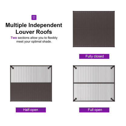 PURPLE LEAF 10' x 16' Louvered Pergola Outdoor Adjustable Louvre Shade Modern Patio Aluminum Pergola with Retractable Roof for Deck Backyard Garden Hardtop Gazebo, Bronze
