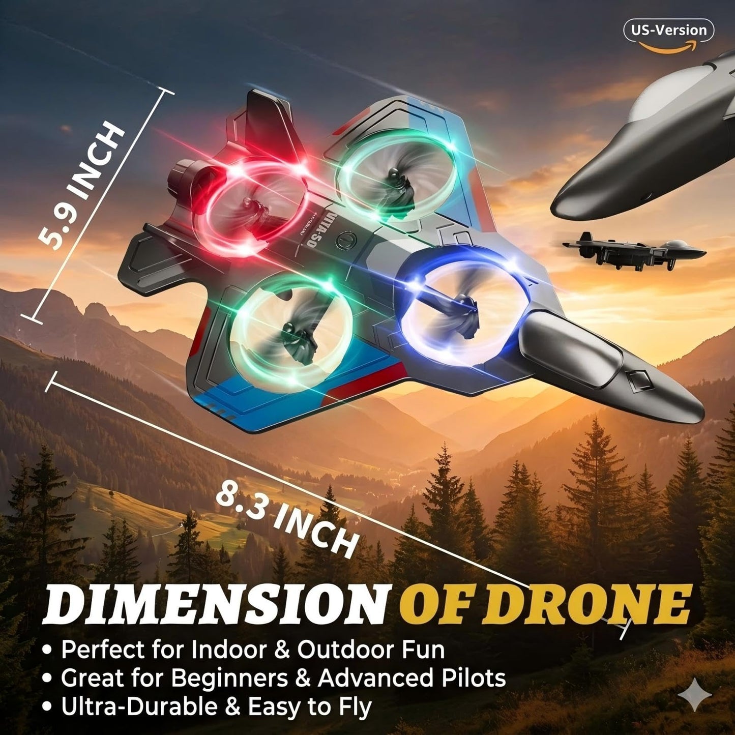 BEACONDESI RC F35 Fighter Drone for Kids, Remote Control Airplane with Altitude Hold, RC Jet Drone Toy with LED Lights, Easy to Fly RC Airplane for Beginners Boys Girls Green