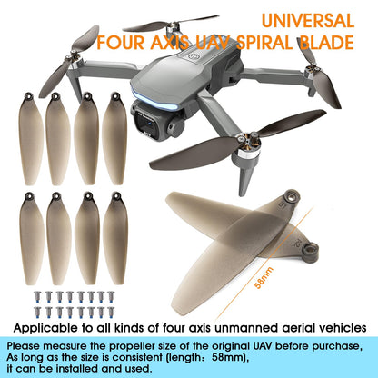 mcokoe Universal 58mm/2.28In Drone Propellers for E88、E25、K911、S115、S119、A17、S132、F167、X28、X26、L106 Models - Replacement Drone Accessories with Stable and Low-Noise Operation 16-Pack (Gray)