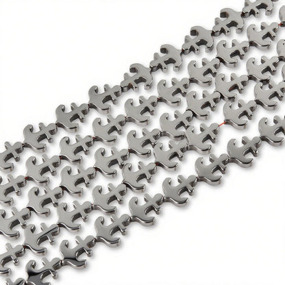 HAAMIIQII 30pcs 11x13mm Natural Black Hematite Loose Gemstone Beads Anchor Shape Spacer Stone Beads for Jewelry Making DIY Bracelets Necklaces Crafting