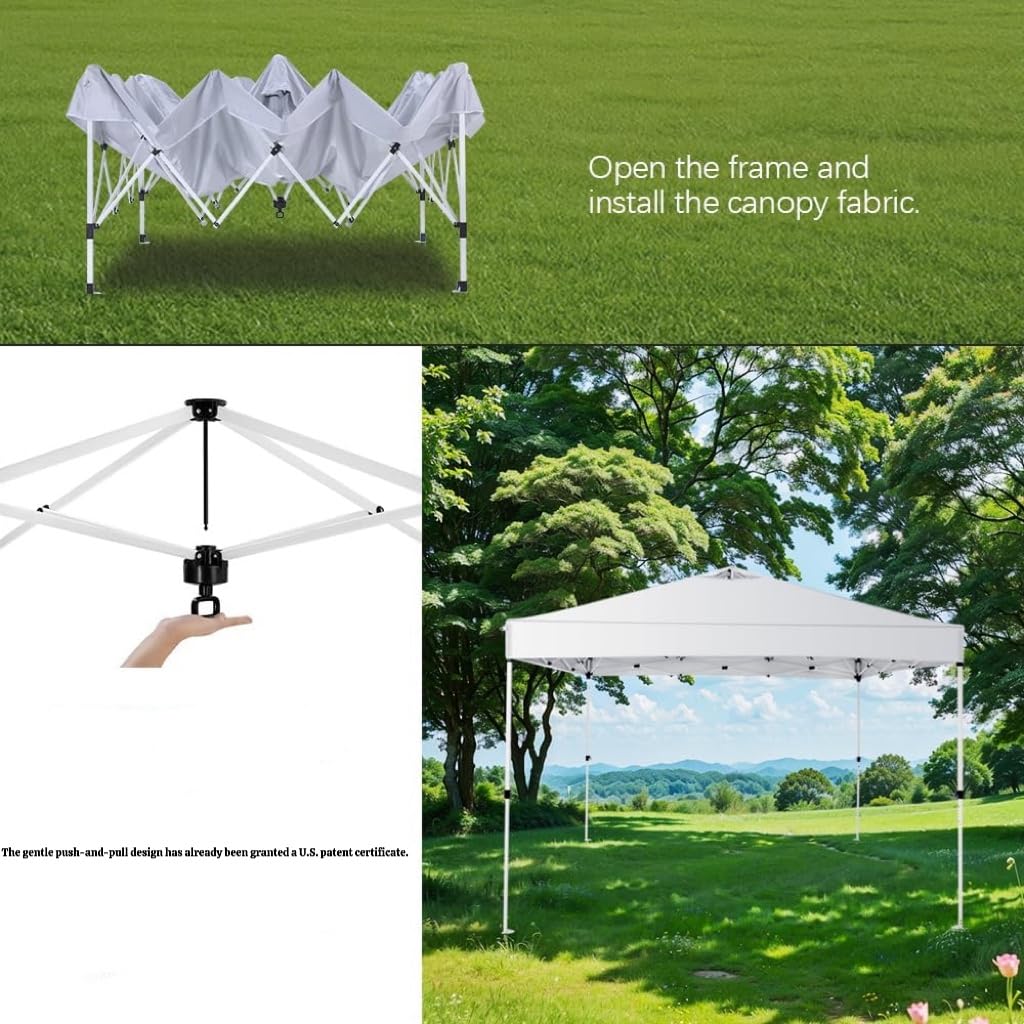 10x10 Pop Up Canopy Tent – One-Person Setup, Waterproof & UV-Blocking, Heavy-Duty Steel Frame, Wheeled Bag & Sandbags – Outdoor Shade for Beach, Camping, Backyard, Tailgate, Events (White)