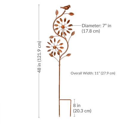 Sunnydaze Twirling Twigs Large Wind Spinners Outdoor for Garden - Spinner Yard Art with 2-Point Step-in Stake - 48" H