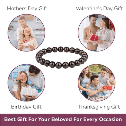 Crystal Vibe Passion Bracelet – Garnet Healing Bracelet for Love, Motivation & Strength – Natural 8mm Gemstone Beads Bracelet for Women Men