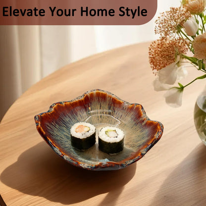 WBXZIXN 8" Ceramic Decorative Bowl，Irregular Rim Reactive Glaze Key Bowl For Entryway Table，Handcrafted Purse Catch All Bowls，Japanese Style Fruit Bowls For Tabletop or Home Decor