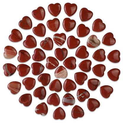 Gerrii 50 Pcs Heart Healing Stone Bulk Quartz Heart Inspirational Stones Gift for Women Love Pocket Polished Natural Energy Balancing Meditation 0.8 Inch(Red)