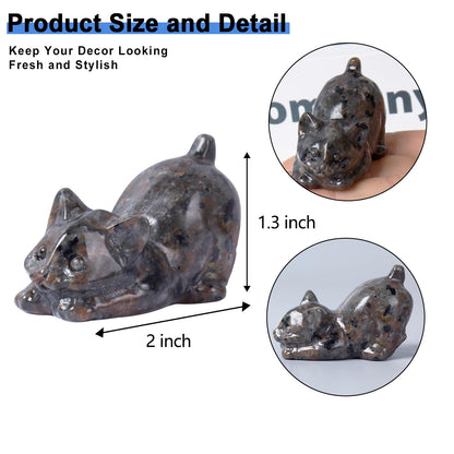QLRSUXN 2 Inch Yooperlite Cat Crystal Figurines, Cute Kitten Statues for Kitten Lovers and Collectibles, Cat Decor Fingurines for Home Desk Office, Carved Healing Crystal Reiki Animal Gifts for Women