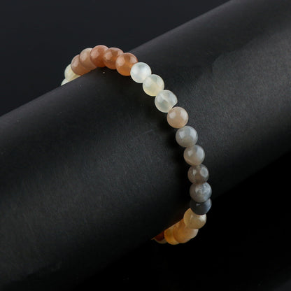 TGH Natural Multi Moonstone Bracelet – Healing Crystal Jewelry for Emotional Balance & Intuition – Handmade 6mm Beads Elastic Stretch Bracelet 7.5 Inch for Women & Men Christmas Gift