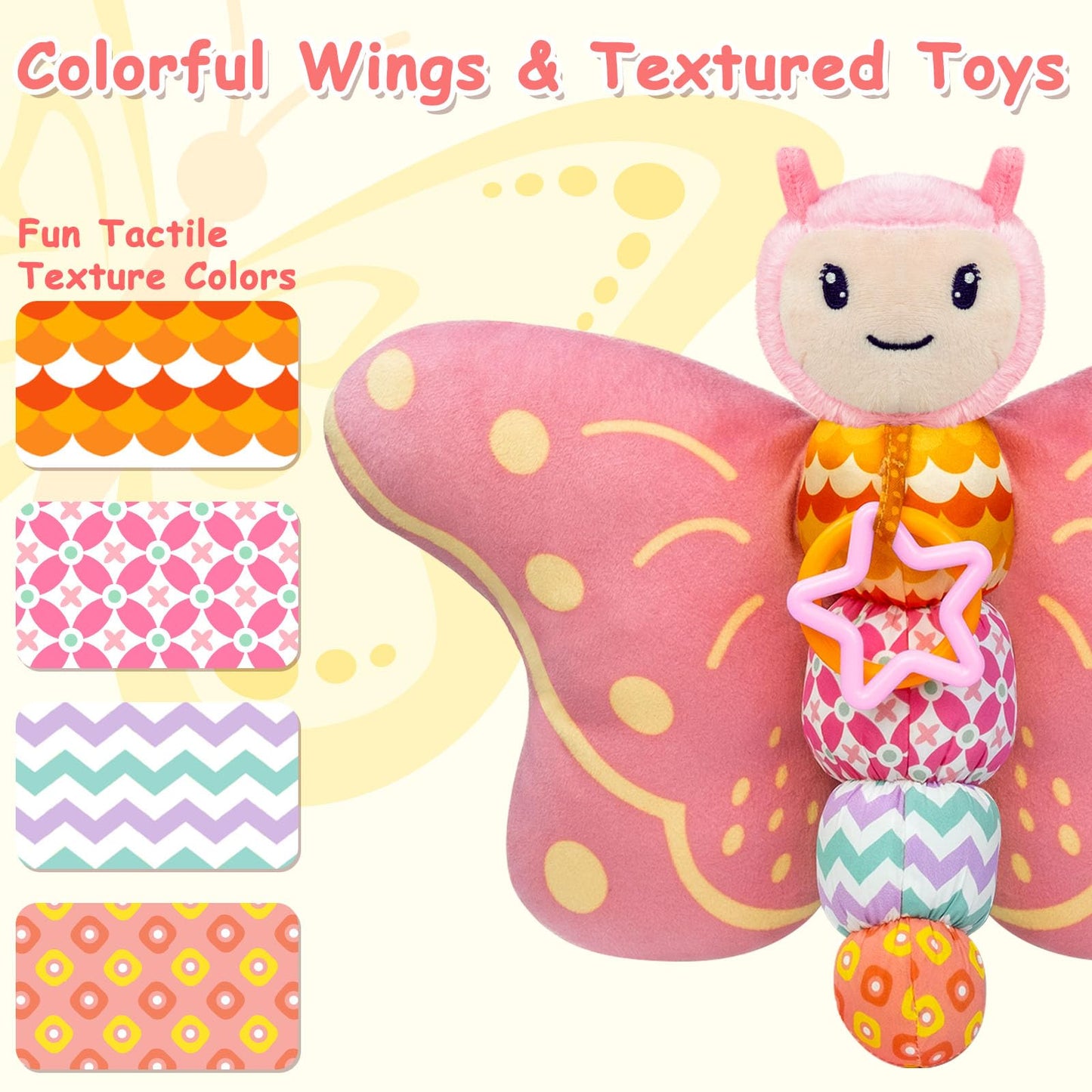 VOILBTOY Musical Toy for 0-1-2 Year Old Girls and Boys - Ball Drop Toy & Butterfly Toy