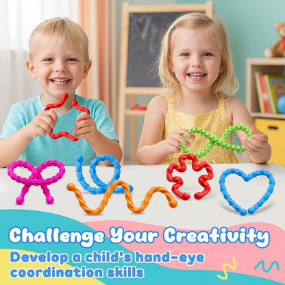 12 Pcs Fidget Toys Sensory Sticks for Kids Adults, Silicone Textured Fidget Stick for Stress Anxiety Autistic ADHD, Easter Basket Stuffers for Kids Classroom, Quiet Fidgets for Calm Down Travel