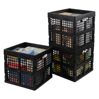 Utiao 18 L Collapsible Storage Crates, Square Plastic Crates, Black, 3 Pack