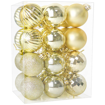 24ct Christmas Balls Ornaments, 2.36 Inch Christmas Tree Balls Ornaments, Decorative Baubles Decorations for Xmas Tree Decor Holiday Party, Champagne
