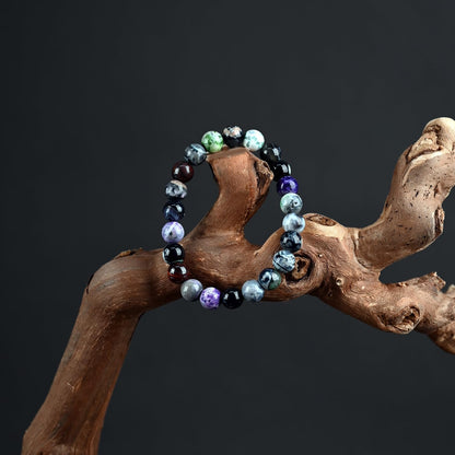 PZTIIY Crystal Bracelet - Natural Energy Crystal Bracelet for Men and Women (ZLY-Mixed color agate)
