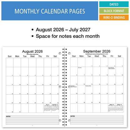 Elan Publishing Company Dated Student Planner: for Middle or High School August - July Dated for 2026-2027 Academic Year (Blue)