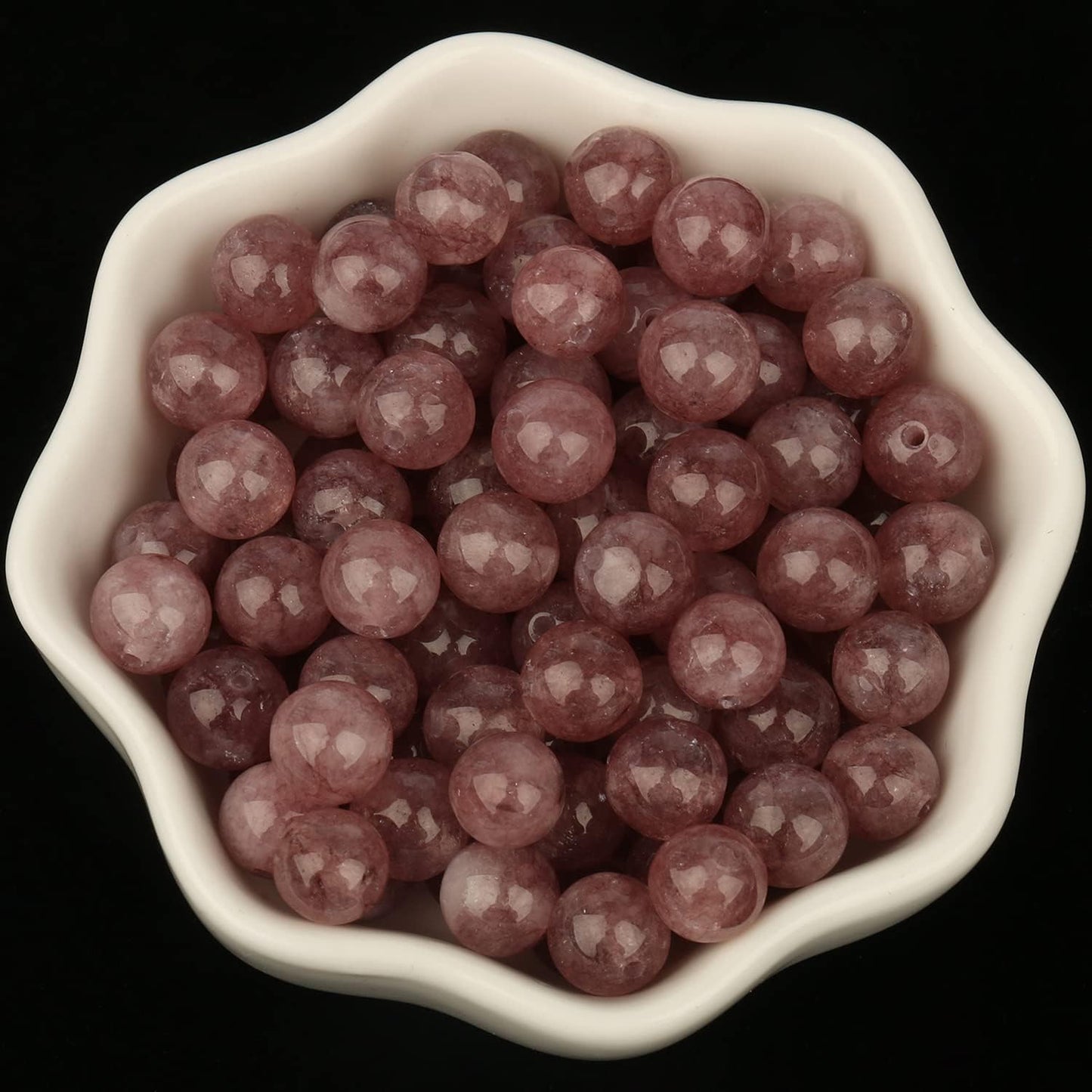 About 45pcs 8mm Natural Stone Beads Lepidolite Beads Crystal Gemstone for Jewelry Making, DIY Bracelet Necklace