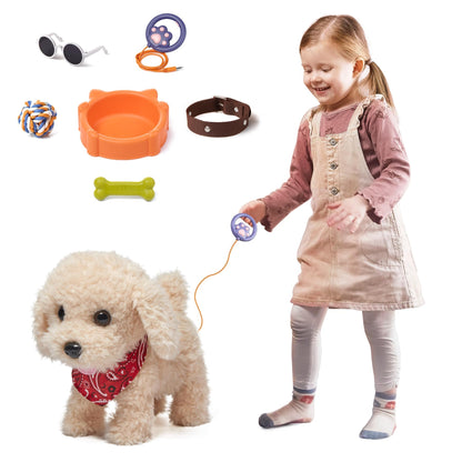 TUMAMA Remote Control Electronic Plush Puppy Dog Toy, Fun Interactive Toys,Walks,Barks,Shake Tail,Dress Up Realistic Stuffed Animal Dog, Gift for Girls Boys Age 3-6 Year Old