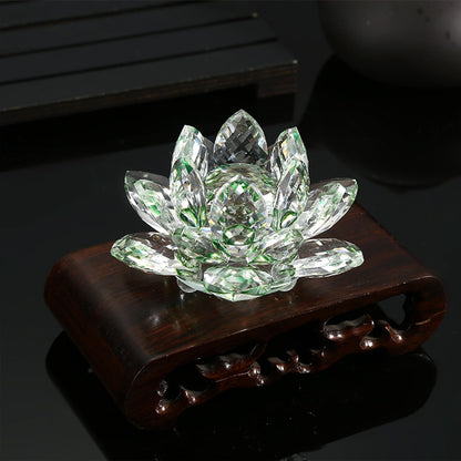 Crystal Figurine Flower Decor Glass Ornaments Transparent Crystal Figurine for Home,Office,Gift Decoration(Green)