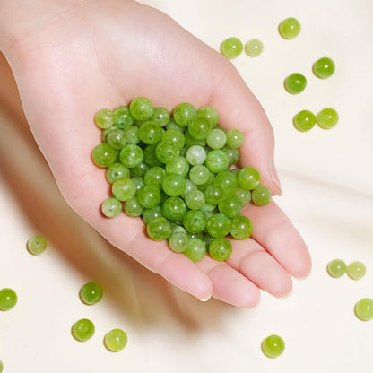 10mm Natural Green Peridot Gemstone Beads Polished Round Smooth Stone Beads for Bracelets Jewelry Making 15inch Loose Beads