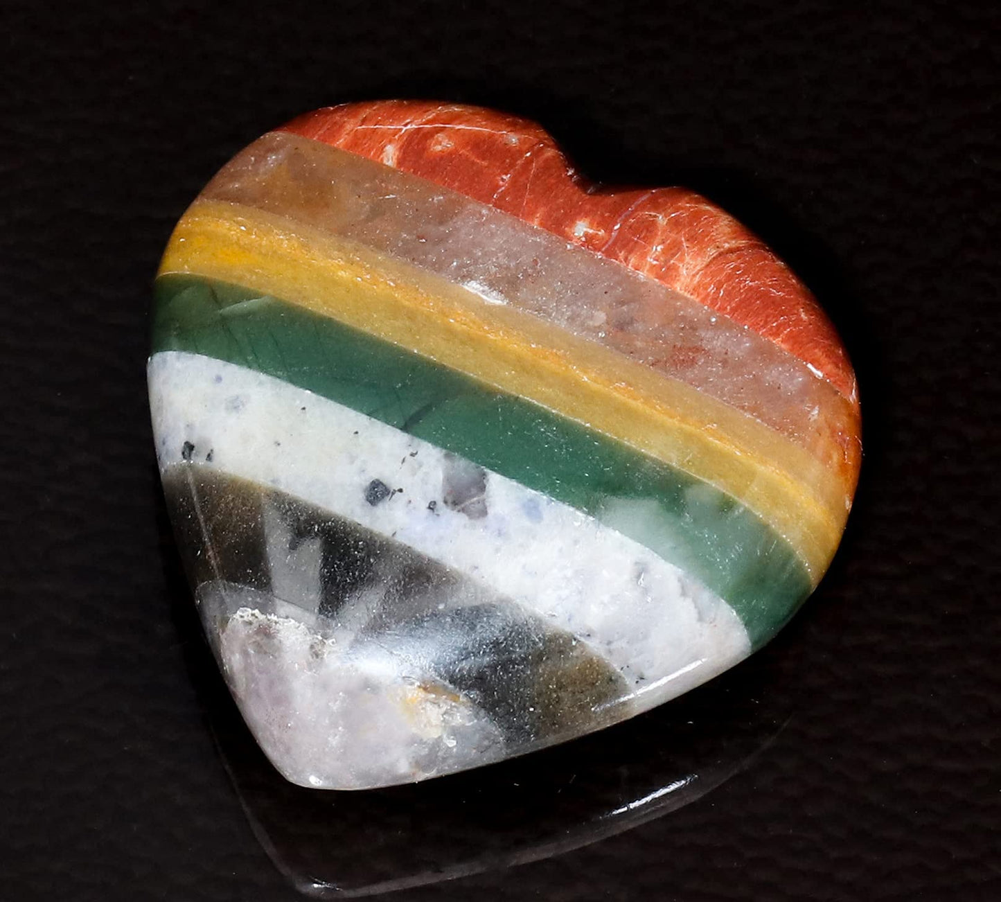 Crocon 50mm 7 Chakra Heart Stone Big Heart Shape Puff Stones Set 450+ Carats Pocket Crystal Healing Tumble Collection Palm Worry Stone Good Luck Charm Meditation Gift Craft Home Decor